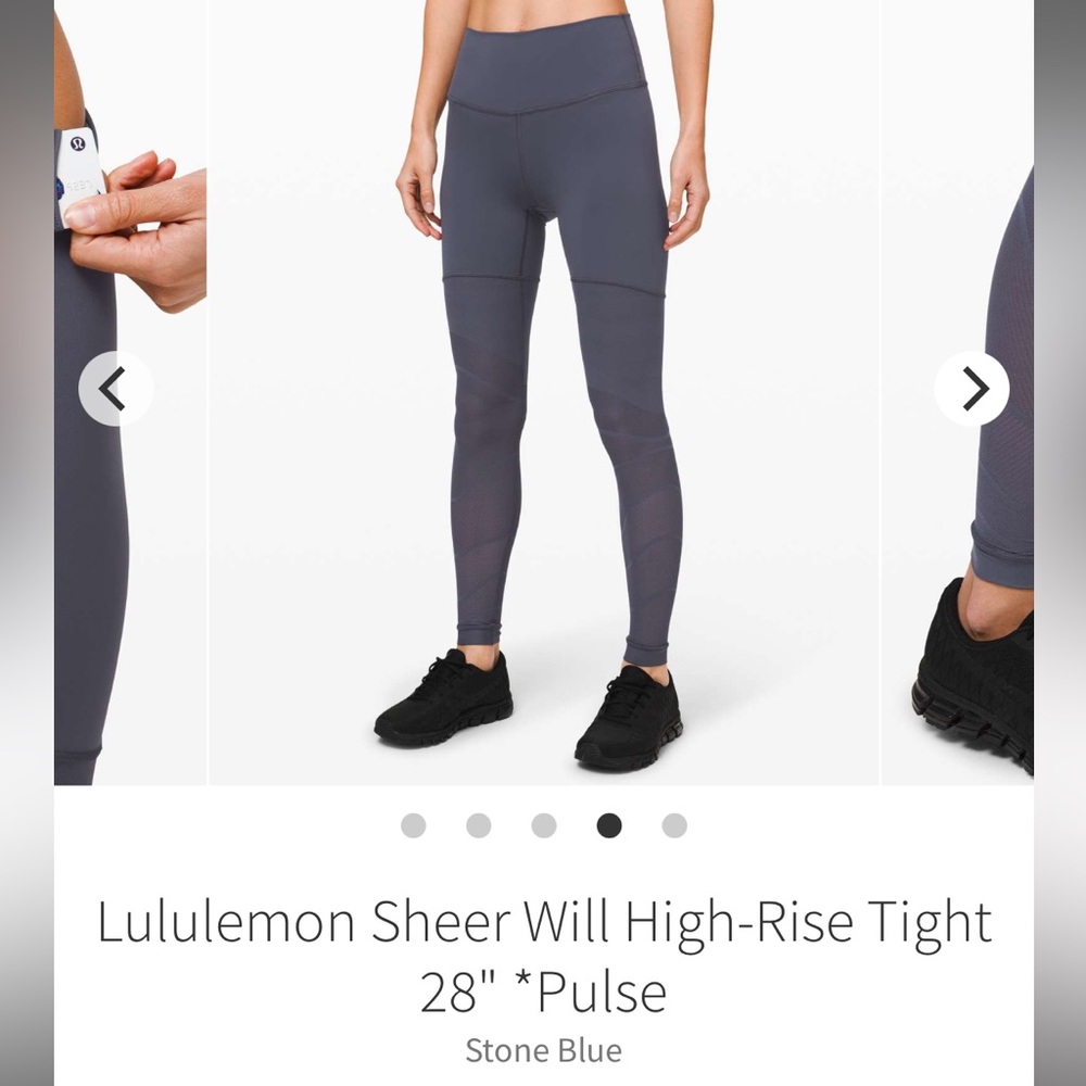 Lululemon Sheer Will High-Rise Tight 28in, Stone Blue - Sz 12